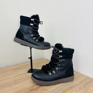 Ugg Viki Waterproof Lace Up Boot Black Womens Size 7